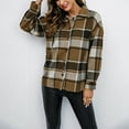thumbnail image 7 of Otvok Womens Coat Plus Size Plaid Lapel Cardigan Long Sleeve Hoodless Jacket, 7 of 7