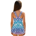 thumbnail image 2 of Xixirimido Gradient Mermaid Scale Print Girls Swimsuit One Piece UPF 50+ Skirted Bathing Suit Modest Beach Swim Dress with Built-in Shorts for Kids, 10-11 Years, 2 of 7