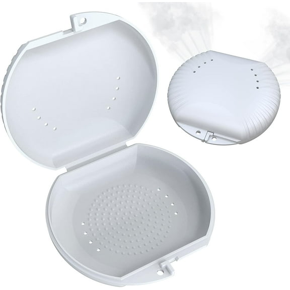 Retainer Case with Vent Holes: Teeth Aligner Case,Sector Slim Braces Case, Orthodontic Dental Case, Mouth Guard Case, Denture Case, Night Guard Case Container Storage Holder (White)