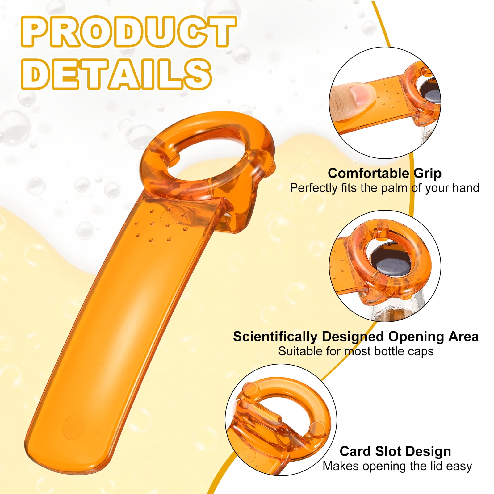 Uxcell 12 Pcs Jar Key Lid Opener, Plastic Jar Lid Opener Easy Grip Multifunctional Durable Can Open Tool for Elderly Seniors Women Weak Hands Easy-use by Anyone, Transparent Orange