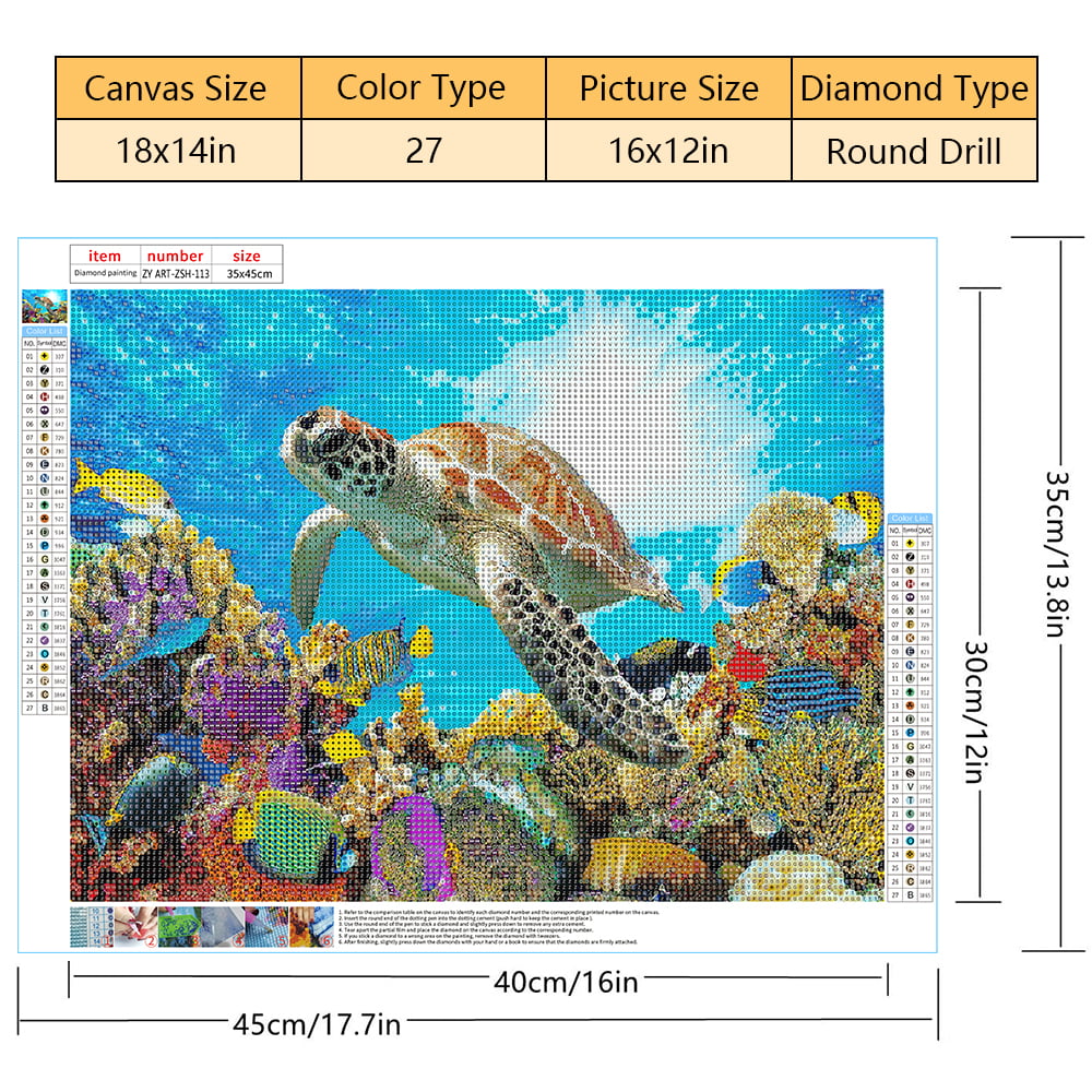 New Hot Sale Paintings Turtle Diy 5d Diamond Painting Cross Stitch Full  'square' and 'round' Drill Resin Diamond Embroidery Kit 