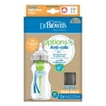 thumbnail image 3 of Dr. Brown's Natural Flow Anti-Colic Options+ Wide-Neck Glass Baby Bottle 2x9oz Bottles with Level 1 Slow Flow Nipple, 0m+, 3 of 4