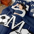 thumbnail image 4 of Castle Fairy Initial Alphabet M Boy Bedding Comforter Set 7pcs,Soccer Gamer Queen Bedding Sets Super Cozy,Sport Theme Queen Sheet Sets,Breathable Home Decor,Reversible, 4 of 8