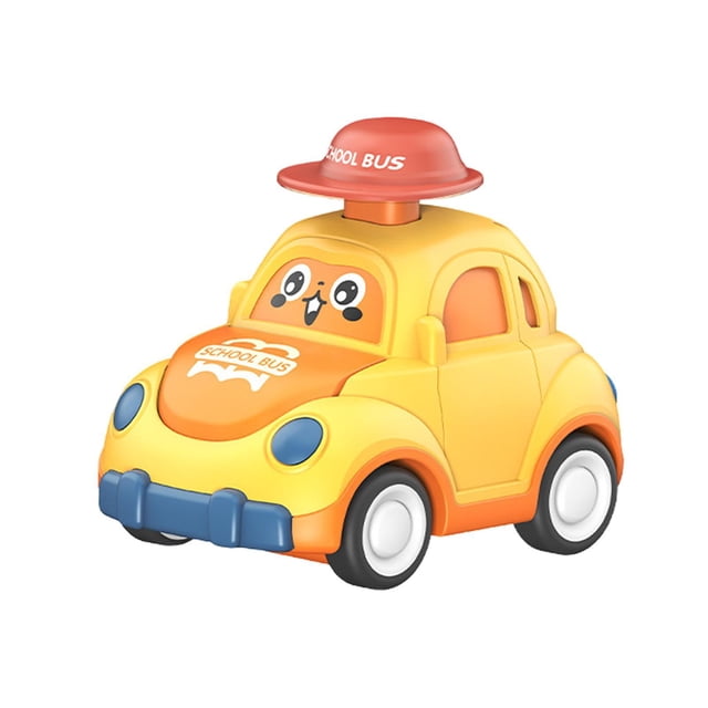 Coche de juguete Push and Go para bebés, coche de fricción con empuje, dibujos animados creativos únicos para preescolar amarillo