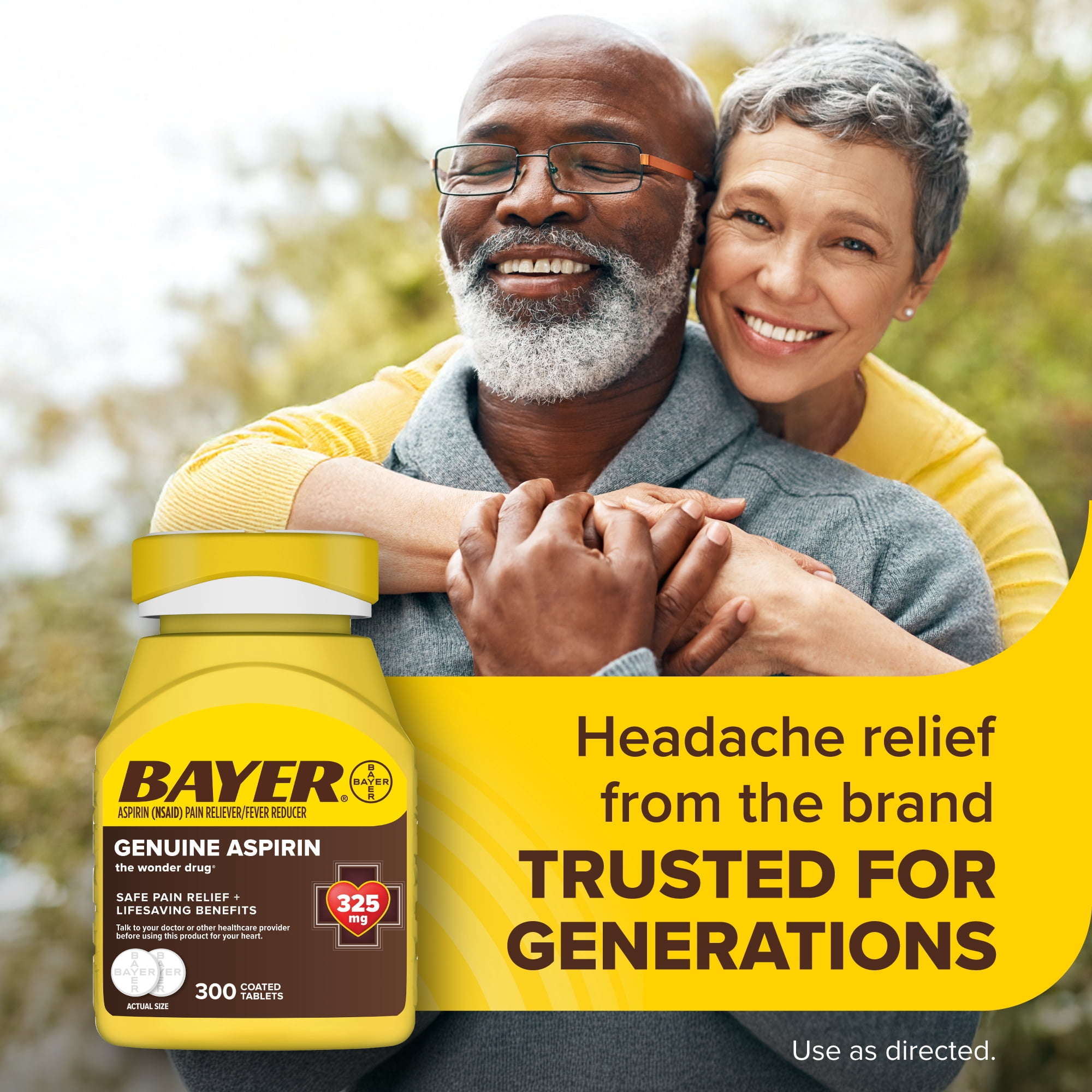 (4 pack) Bayer Genuine Aspirin 325 mg Coated Tablets for Multi-symptom pain relief and Headache Relief, 200 Count