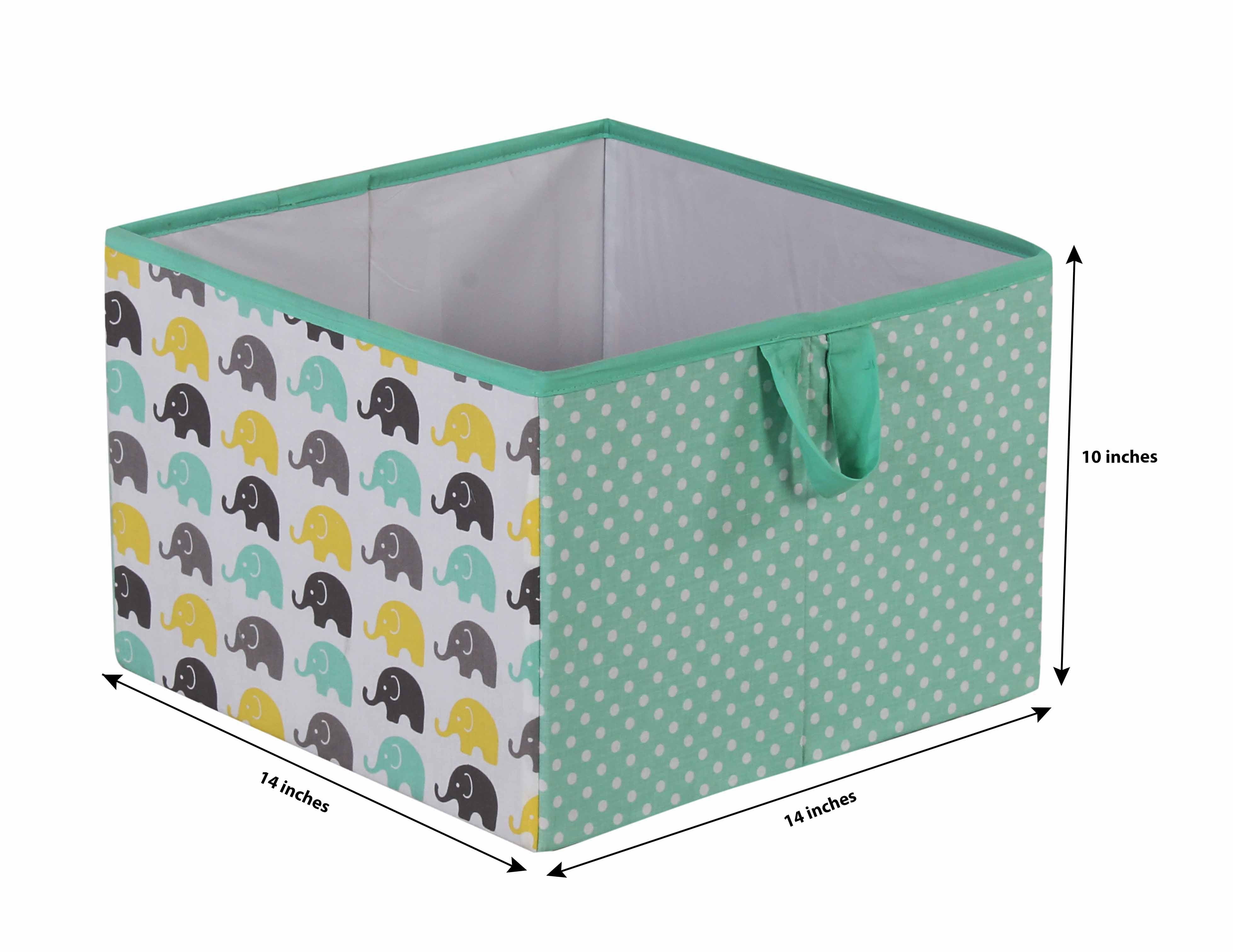 Bacati - Elephants Nursery Storage Items, Mint/Yellow/Grey