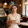 thumbnail image 4 of Qiopertar Vintage Fascinator Hat, Mesh Ribbons Feathers Headband Clip, Tea Party Wedding Cocktail Headwear for Women Girls, 4 of 6