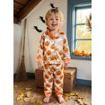 thumbnail image 4 of RUINIXCW Toddler Baby Girl Boy Halloween Silk Stain Pajamas Set Girls Boys Fall Winter Sleepwear Pumpkin Button Down Collar Long Sleeve Shirt Pants, 4 of 10