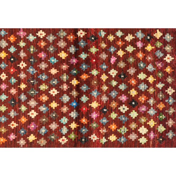 Ahgly Company Indoor Rectangle Contemporary Rust Pink Abstract Area Rugs, 3' x 5'