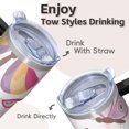 thumbnail image 4 of Butterfly 20oz Stainless Steel Tumbler with Handle and Straw – Insulated Travel Cup with Sliding Lid, 360° Full Wrap Printed Mug for Home, Outdoor & Sports Use, Spring, 4 of 6