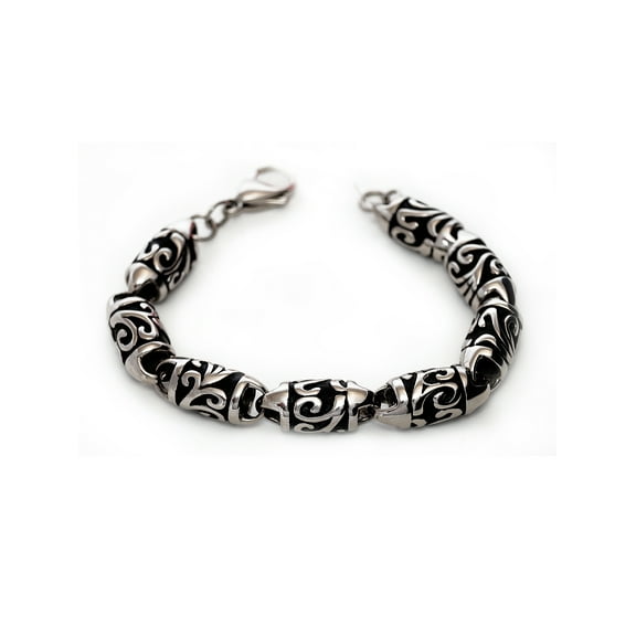 Men's Stainless Steel Tribal Design Bracelet, 9"