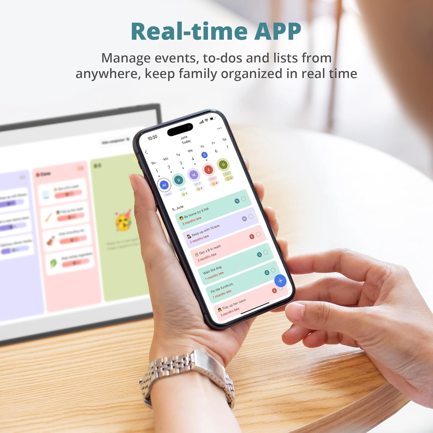 EKASN Digital Calendar, 15.6" Chore Chart Wall Planner, 1080P FHD Interactive Touchscreen,Display for Family Schedules and All Apps Full Free-Black