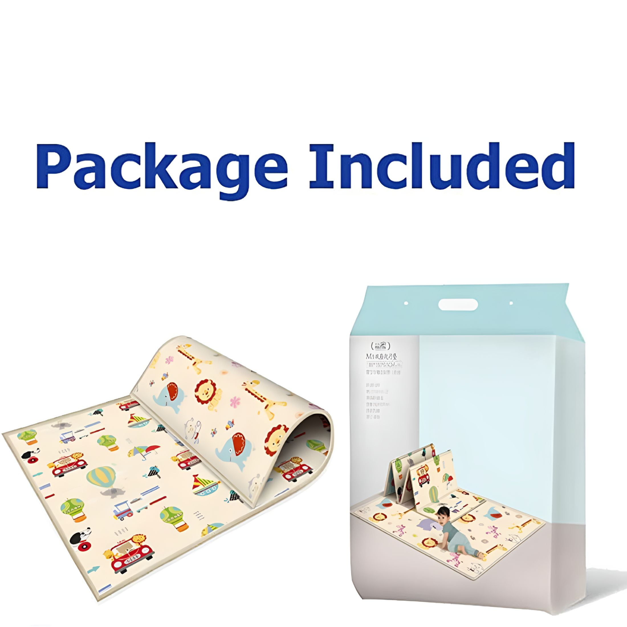 BESTSKY Foldable Baby Play Mat, Extra Large Waterproof Activity Playmats for Babies, Toddlers, Infants, Play & Tummy Time, Foam Baby Mat for Floor with Travel Bag (animals(71x59x0.2inch))