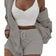 thumbnail image 4 of Conjunto de pijama de tres piezas con mangas largas y pantalones cortos de felpa para el hogar, 4 of 5