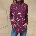 thumbnail image 2 of FAIWAD Plus Size Tops for Women Long Sleeve Round Neck Print Slim Stretch Pullover Tops, 2 of 4