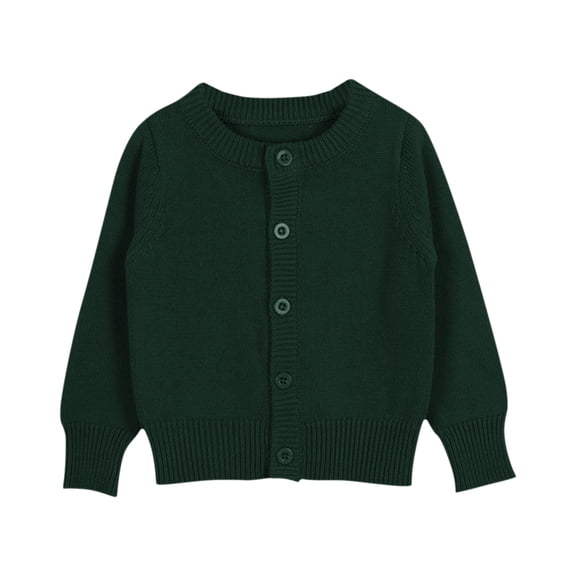 Breezora Children Cardigan Sweater Button Front Knit Coat Lightweight for Layering Easy on and Off Cozy Everyday 100 Size Blackish Green