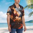 thumbnail image 2 of Cauagu Lava Dragon Print Hawaiian Shirt for Men,Casual Short Sleeve Button Down Shirts Summer Beach Men's Regular-Fit Short-Sleeve Print Shirt -X-Large, 2 of 6