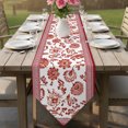 thumbnail image 6 of Red Floral Table Runner Linen Burlap Table Runner 120 Inches Long Vintage Flowers Botanical Farmhouse Greek Key Dresser Scarves for Kitchen Island Coffee Dining Room Party Holiday Decor 13"x120", 6 of 8