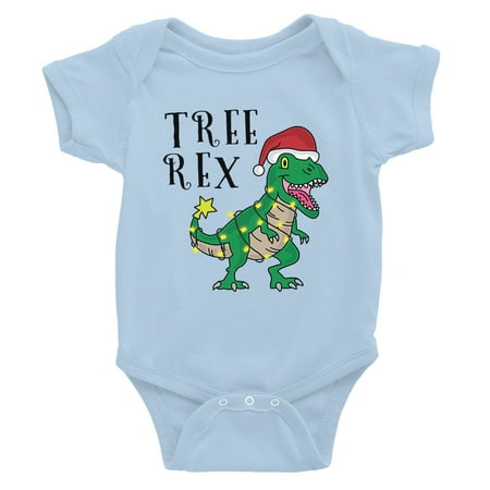 

Tree Rex Funny Christmas SKY BLUE Baby Bodysuit Gift Idea