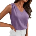 thumbnail image 2 of Women Summer Casual Vest Tank Tops Loose Fit V Neck Sleeveless Tshirt Top Purple M, 2 of 6