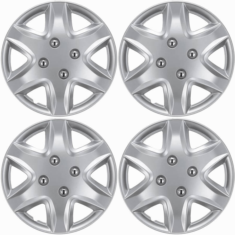 4 x Formula Performance Wheel Cover Silver With Black ABS Hubcap For 14" Wheel 