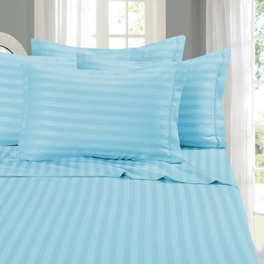 Wrinkle-Free 6-Piece STRIPE Sheet Set, California King, Aqua