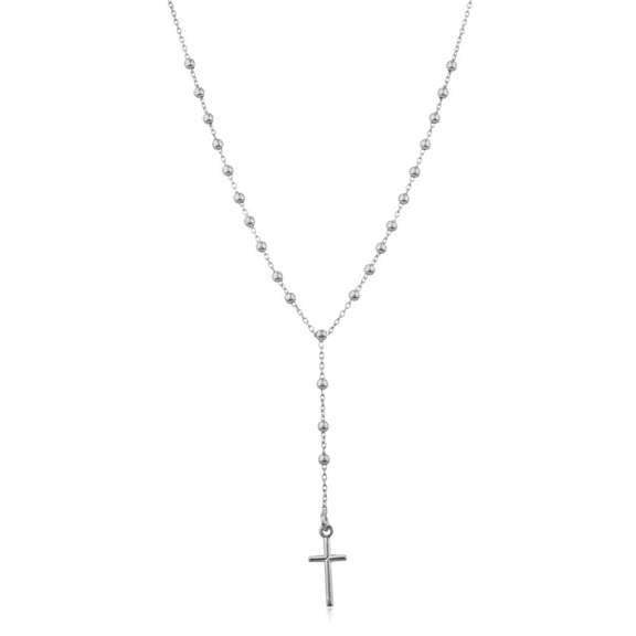 Italian Sterling Silver 3mm Rosary Necklace