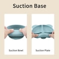 thumbnail image 4 of Silicone Baby Feeding Set, Food Grade Silicone Suction Bowl, Divided Suction Plates, Bib, Spoons Set, Toddlers Self Feeding Supplies Set - Lake Blue, 4 of 6