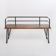 thumbnail image 3 of Euroco Rustic Acacia Wood Outdoor Bench with Powder-Coated Iron Frame, Patio Garden Seating, 3 of 10
