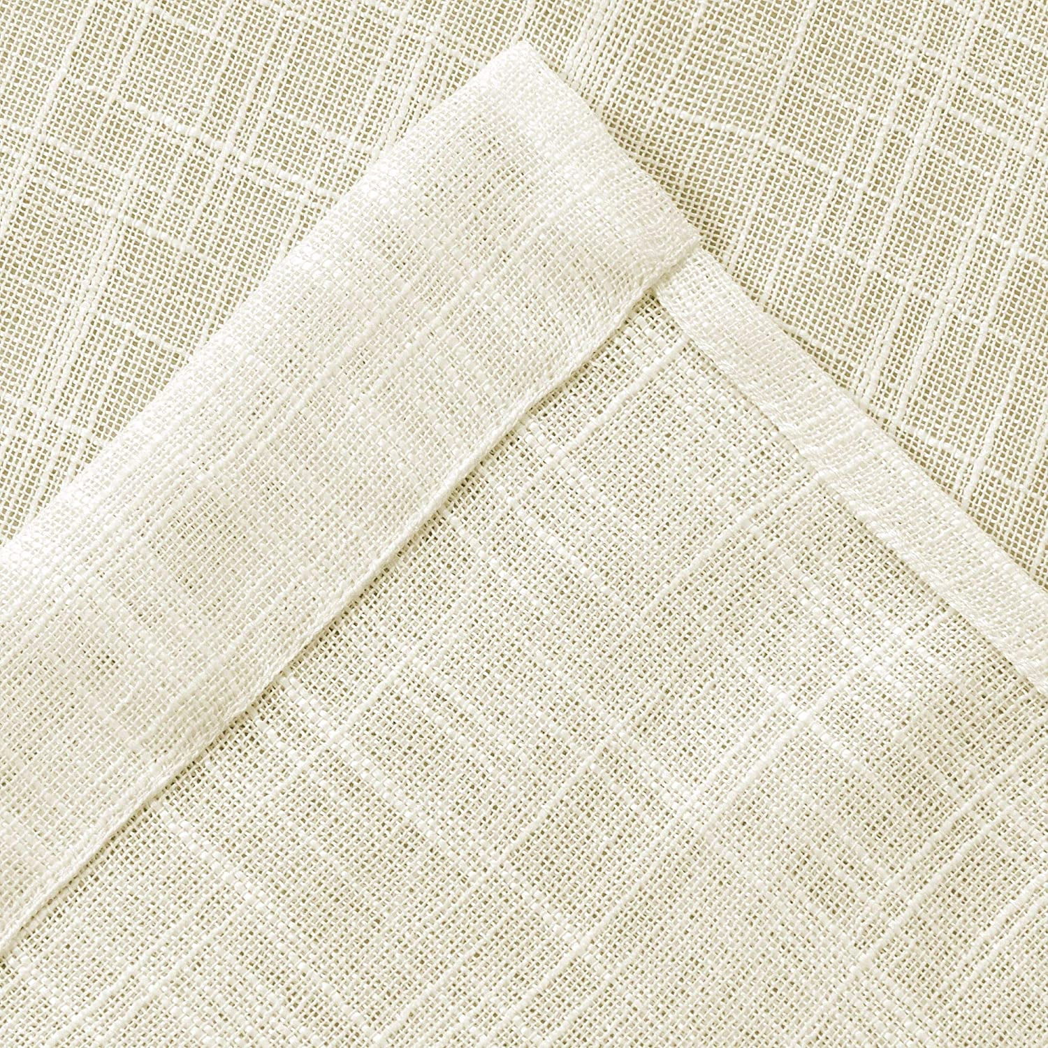 2 Piece Linen Textured Semi-Sheer Grommet Top Curtain Panel Drape Set (84" Long, Ivory)
