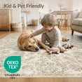 thumbnail image 4 of ODIKA Beige Pink Faded Oatmeal Ivory Symmetrical Border Neutral Tone Pet Friendly & Kids Safe Play for Playroom, Bedroom, Reading Nook, 4 of 7
