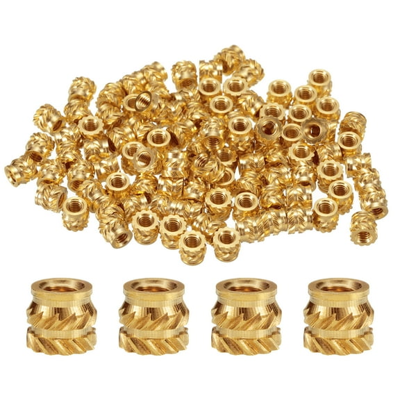 100 Packs M2.5 Threaded Inserts Brass Heat Set Insert M2.5x4mm, OD 4.5mm Knurled Insert Nuts