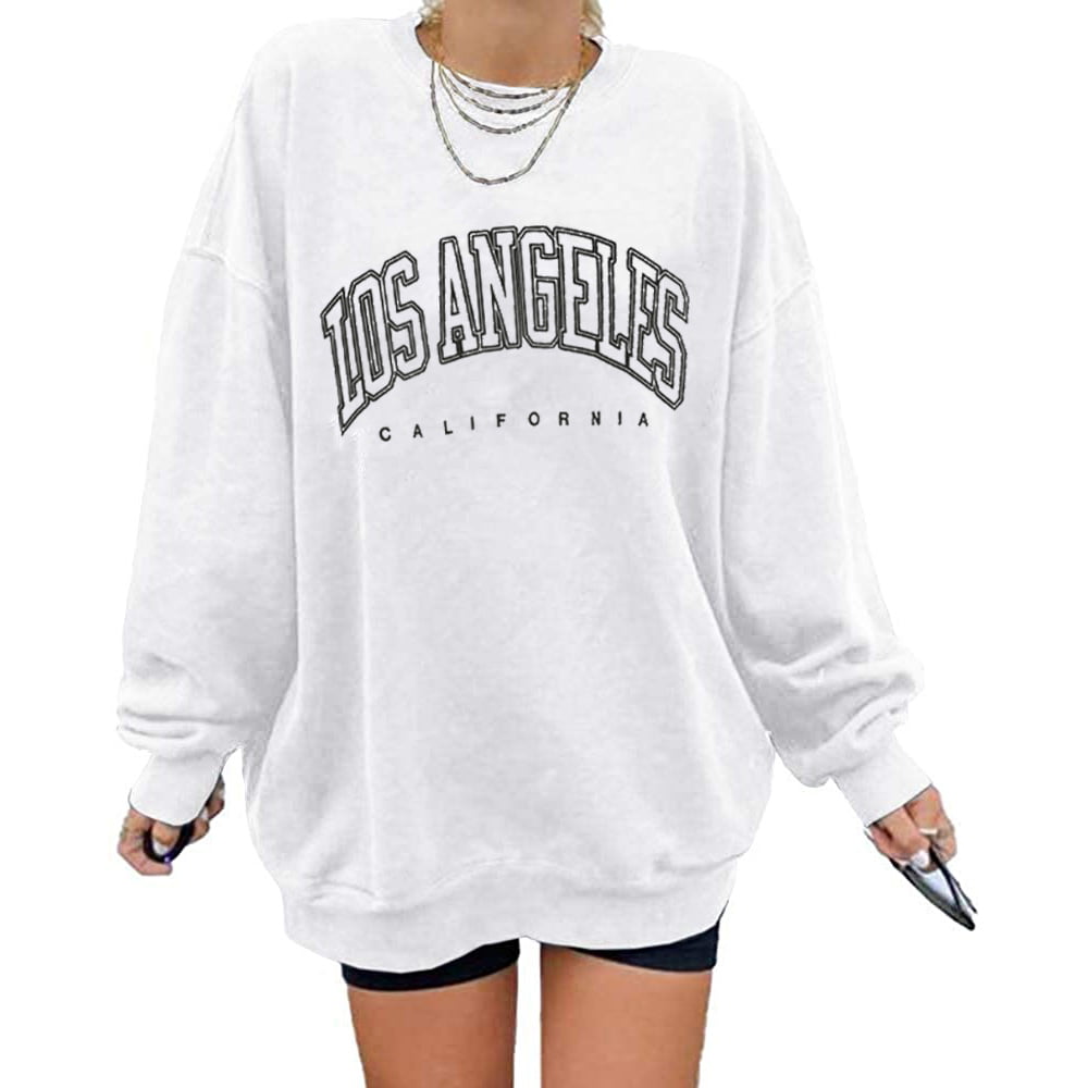 Women's Oversized Sweatshirt Los Angeles California Crewneck Long Sleeve Casual Loose Pullover Tops 