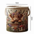 thumbnail image 3 of Btomtd Cow Floral Printed Fabric Storage Basket Quilted Embroidery-Style Organizer With Handles, 3 of 9