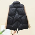 thumbnail image 4 of IROINNID Women's Puffer Vest Solid Color Sleeveless Warm Pocket Vest Coat Short Jacket Winter Turn Down Zipper Outerwear, Black, 4 of 6