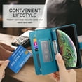 thumbnail image 6 of Allytechgroup Wallet Case for Apple iPhone X/ iPhone XS, 9 Cards Holder + Zipper Pocket + Hand Wrist Shockproof Stand Flip Cover RFID Blocking Phone Case for Women Men, Blue, 6 of 7