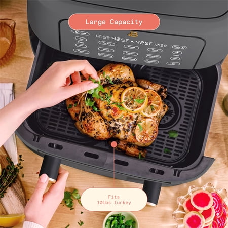 Beautiful 9 QT TriZone Air Fryer, Oyster Grey by Drew Barrymore