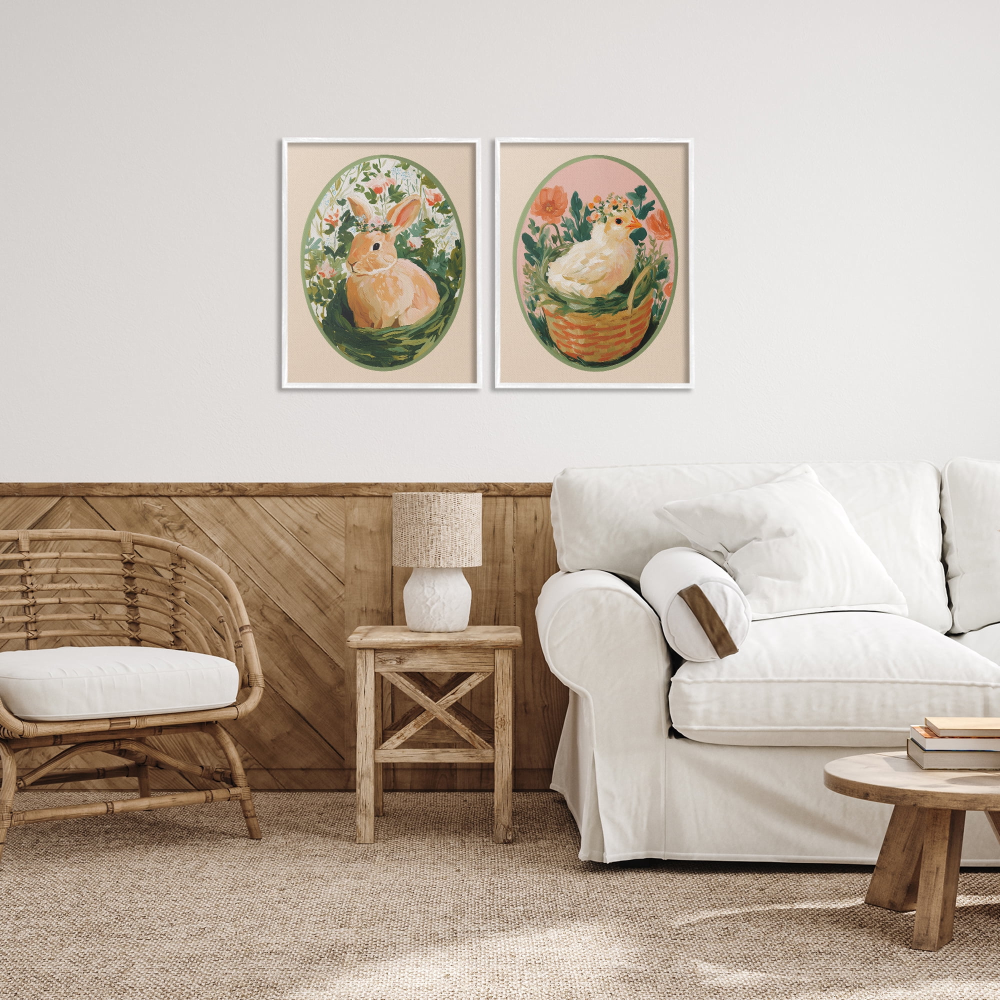 Stupell Industries Bloom Nest Animals 2 Piece White Framed Giclee Art Set, design by Yen