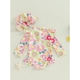 thumbnail image 5 of Musuos Baby Girls Swimsuit, 6 9 12 18 24M 3Y Flower Print Long Sleeve Zipper Swimwear with Hat Summer Cute Bathing Suit for Toddler, 5 of 10