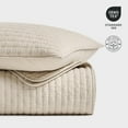 thumbnail image 6 of EVERGRACE Cross Stitch Pre-Washed Cotton Quilt Bedding Set Queen Size, Oversized 3 Pieces Lightweight Bedspread Coverlet for All Season, with 2 Matching Shams, Flax Beige, 92"x96", 6 of 7
