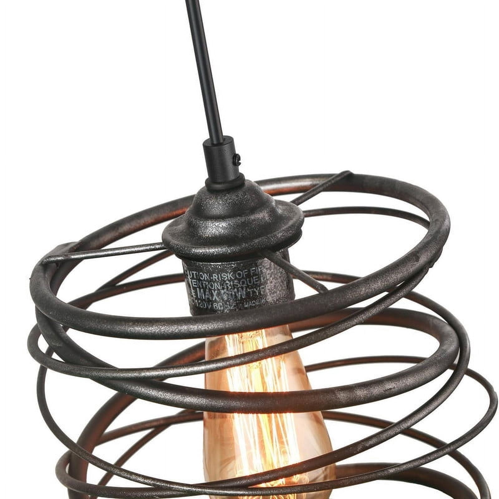 LNC 1-Light Matte Black Spiral Cage mini Pendant Light for Kitchen Island Light