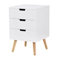thumbnail image 1 of White Nightstand End Table with 3 Drawers Accent Wood Furniture, 1 of 9