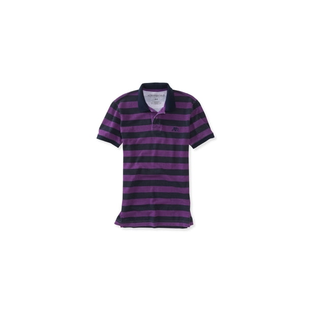 Aeropostale - Polo de rugby a rayas con textura A87 para hombre, morado, extra pequeño