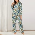 thumbnail image 2 of Honeii Dinosaurs And Leaves print Women's Pajama Sets Long Sleeve Button Down Sleepwear Nightwear Soft Pjs Lounge Sets-Medium, 2 of 7