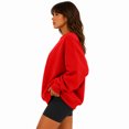 thumbnail image 5 of Women's Oversized Crewneck Sweatshirt with Drop Shoulders and Ribbed Cuffs Solid Color Casual Top, S-2XL, 5 of 6