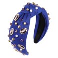 thumbnail image 1 of ZOLEAROPY Diadema de fútbol con perlas y diamantes de imitación, diadema anudada con joyas, divertida diadema ancha adornada con fútbol, ??accesorios para el cabello para el día del juego, regalo para, 1 of 5