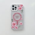 thumbnail image 4 of Magnetic Case for iPhone 13 Pro Max, Translucent TPU Flower Pattern Cases [Compatible with Magsafe] & Wireless Charging Slim Fit Shockproof Phone Case Cover for iPhone 13 Pro Max, Pink, 4 of 11