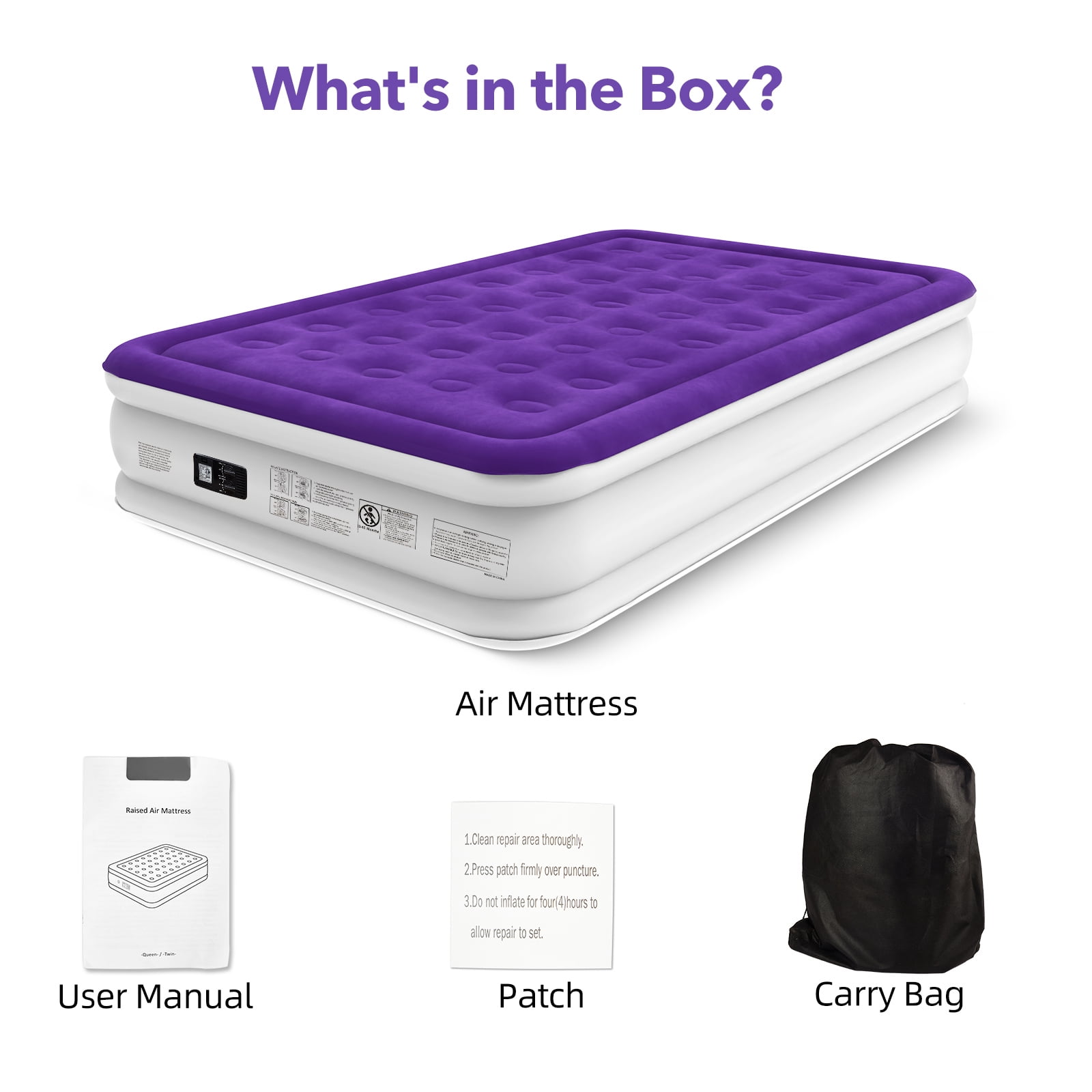 CHILLSUN Queen Air Mattress with Built-in Pump, 18" Double-High Inflatable Bed for Home & Camping