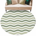 thumbnail image 2 of Round Area Rug 5ft,Sage Green Water Ripples Washable Carpet Non-Slip Runner Accent Rugs Indoor Floor Mat for Bedroom Living Room Decor,Abstract Geometric Minimalist Style, 2 of 9