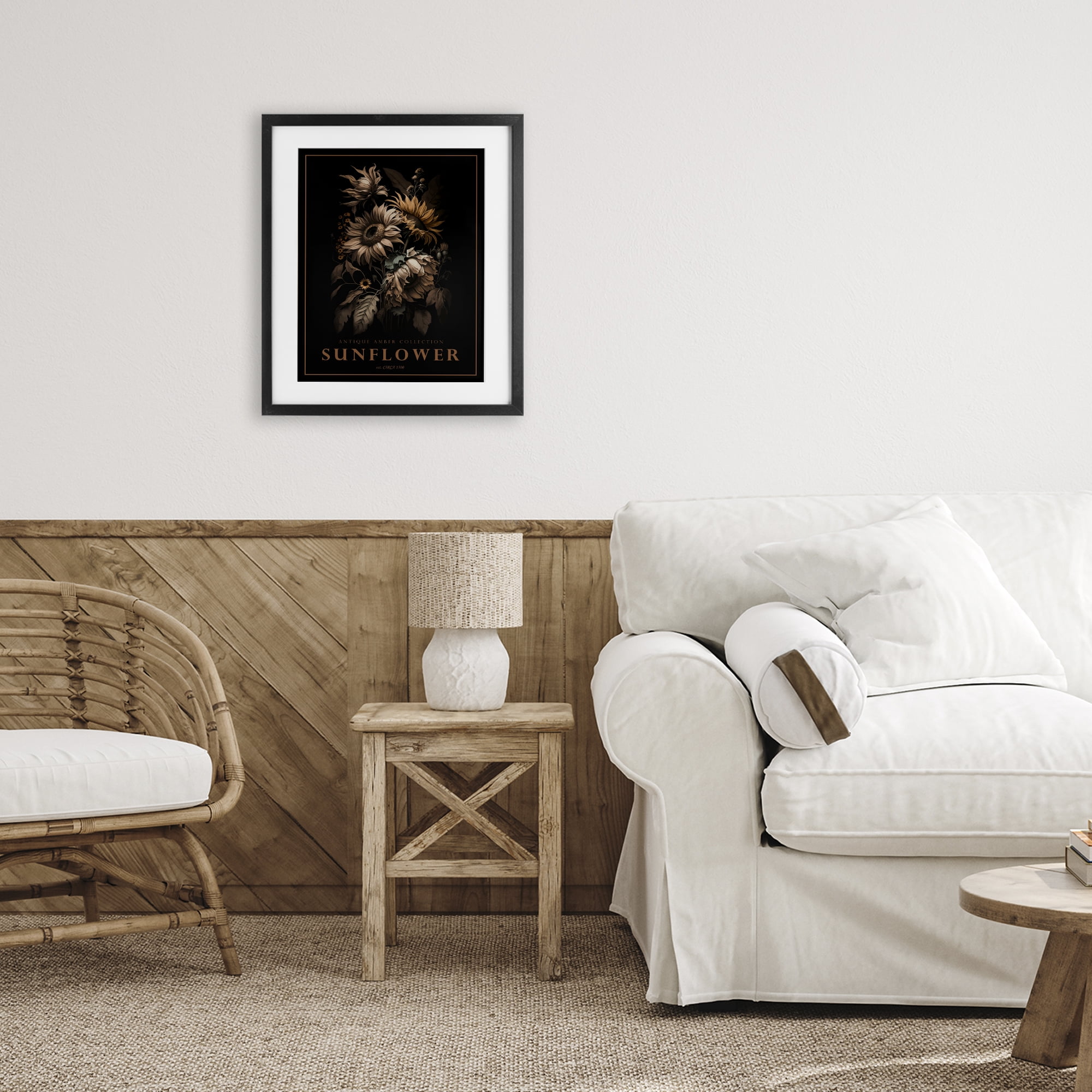 Stupell Industries Antique Sunflower Bushel Black Framed Print Under Glass, design by Christopher Giampietro